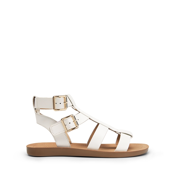 Cushioned Adjustable Gladiator Flat Sandals - WHITE - 3